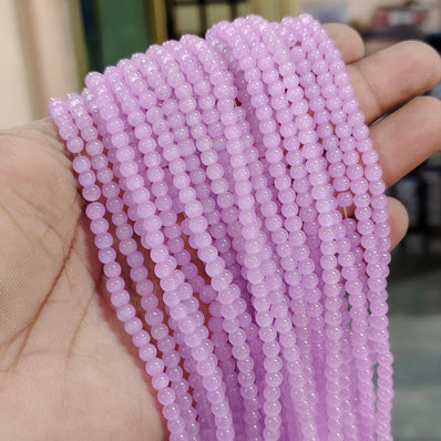 4 mm Lavender Dyed Jelly Glass Round Beads – Approx. 200 Pcs Per String | Jewelry Making Beads