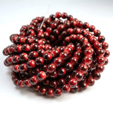 Per Strand, 8MM Round Imitation Jade Glass Beads Strands, Tiger eye stone Style Glass Spacer Beads for Jewelry Making, 31.4 Inches, Red
