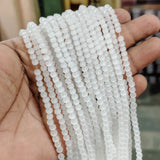 4 mm White Dyed Jelly Glass Round Beads – Approx. 200 Pcs Per String | Jewelry Making Beads