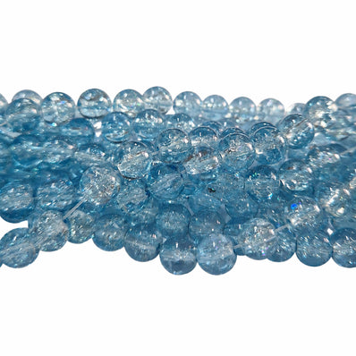 1 Long String about 32 inches long, approx. 100~103 Beads in string, Fine quality of 8mm Size dual Color Crackle Glass beads for jewelry making. Sky Blue color