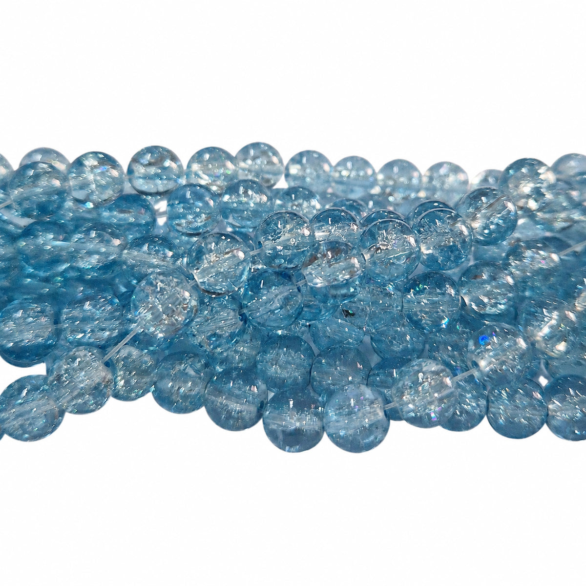 1 Long String about 32 inches long, approx. 100~103 Beads in string, Fine quality of 8mm Size dual Color Crackle Glass beads for jewelry making. Sky Blue color