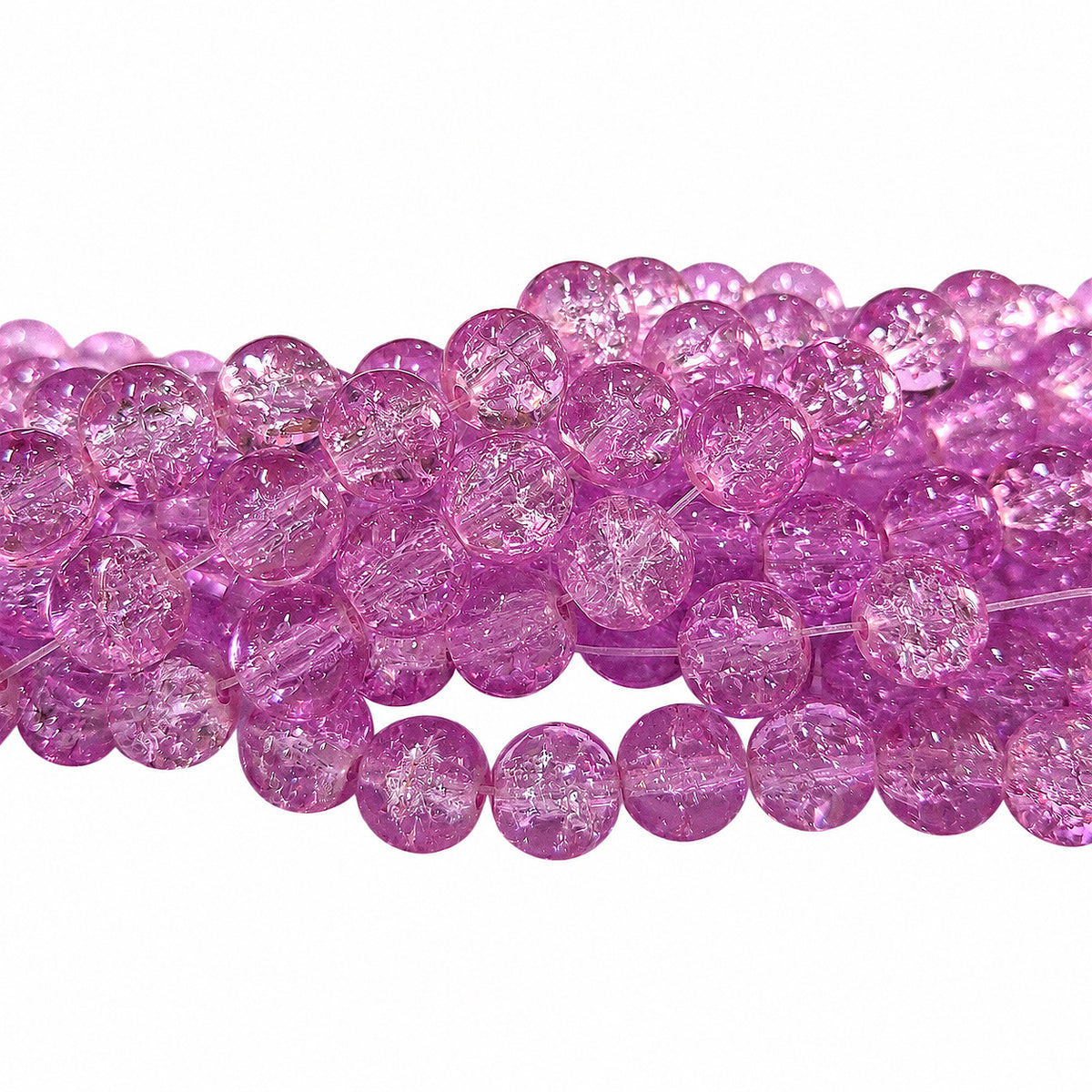 1 Long String about 32 inches long, approx. 100~103 Beads in string, Fine quality of 8mm Size dual Color Crackle Glass beads for jewelry making. Lavender Color