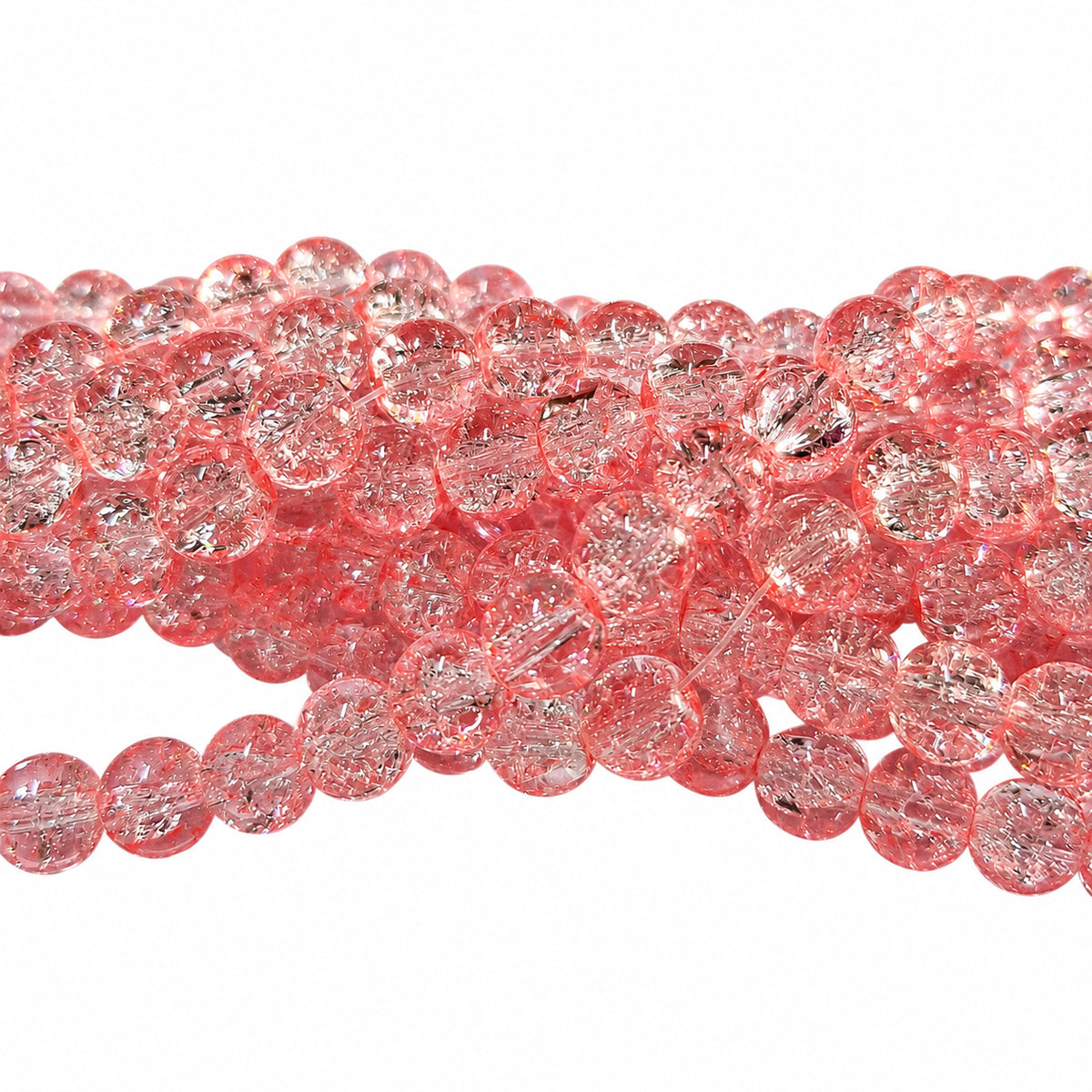 1 Long String about 32 inches long, approx. 100~103 Beads in string, Fine quality of 8mm Size dual Color Crackle Glass beads for jewelry making. Peach color