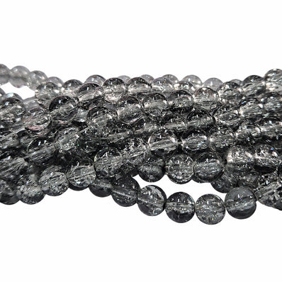 1 Long String about 32 inches long, approx. 100~103 Beads in string, Fine quality of 8mm Size dual Color Crackle Glass beads for jewelry making. Gray  Color