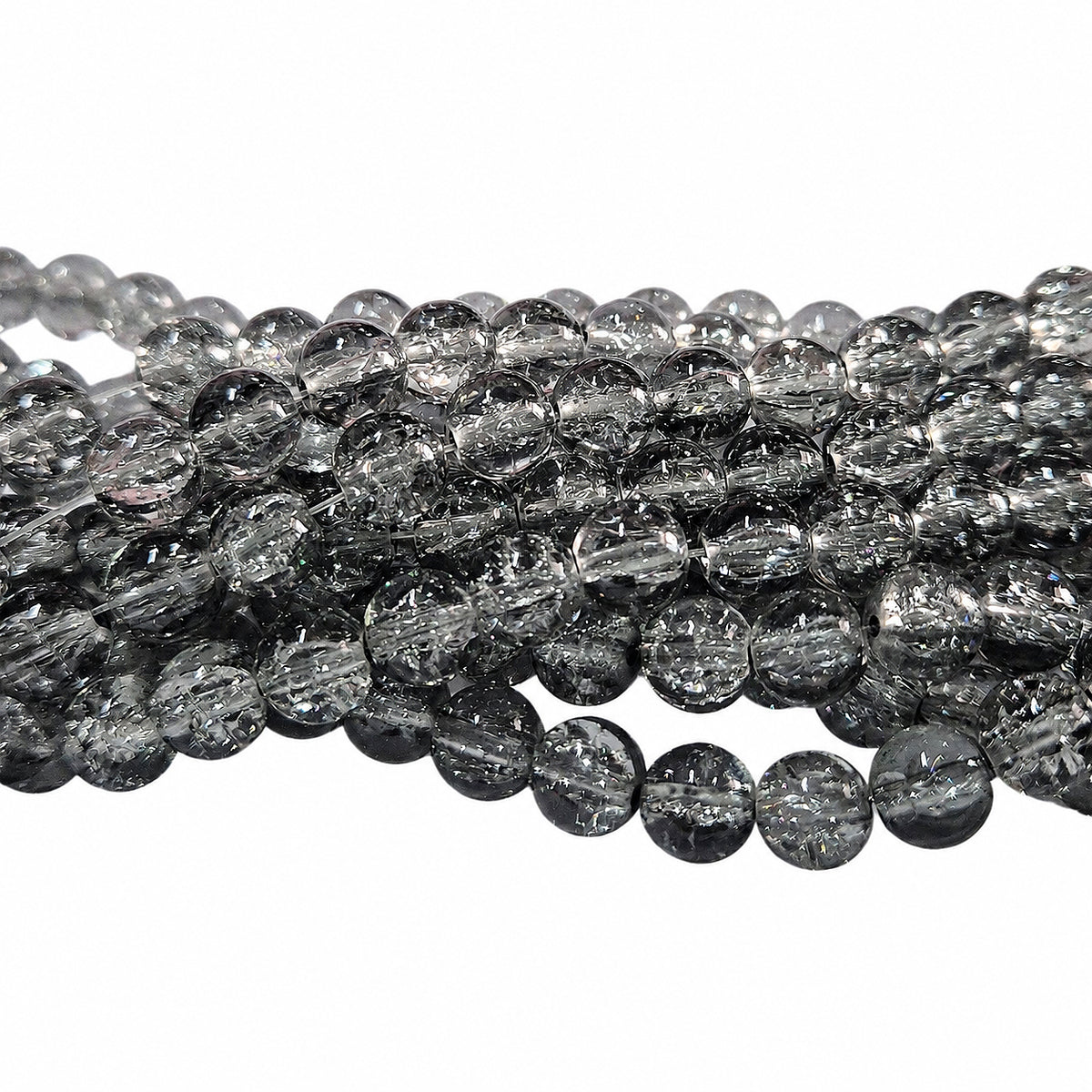 1 Long String about 32 inches long, approx. 100~103 Beads in string, Fine quality of 8mm Size dual Color Crackle Glass beads for jewelry making. Gray  Color