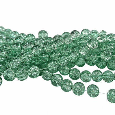 1 Long String about 32 inches long, approx. 100~103 Beads in string, Fine quality of 8mm Size dual Color Crackle Glass beads for jewelry making. Green color