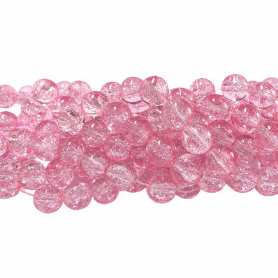 1 Long String about 32 inches long, approx. 100~103 Beads in string, Fine quality of 8mm Size dual Color Crackle Glass beads for jewelry making. Light Pink color
