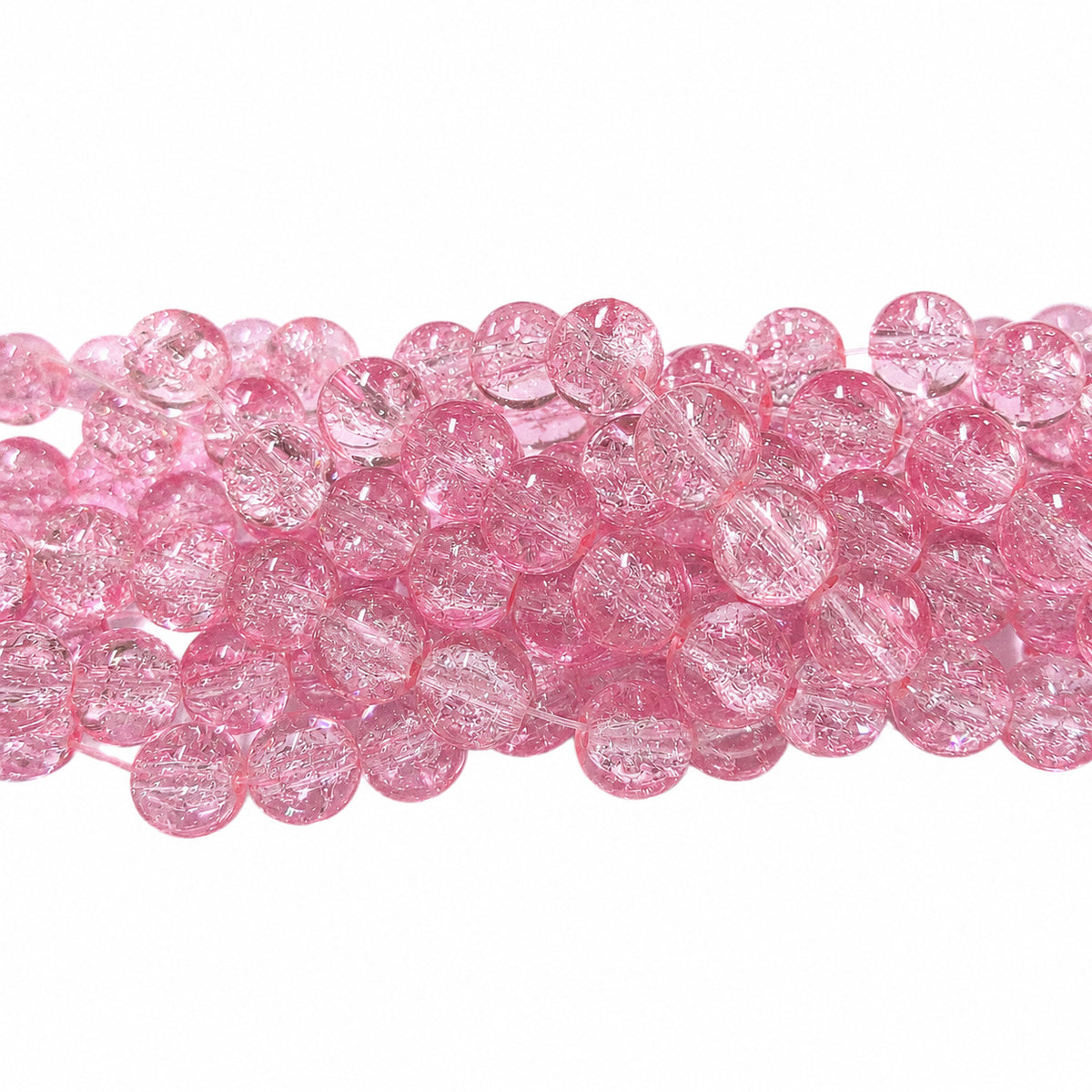 1 Long String about 32 inches long, approx. 100~103 Beads in string, Fine quality of 8mm Size dual Color Crackle Glass beads for jewelry making. Light Pink color