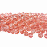 1 Long String about 32 inches long, approx. 100~103 Beads in string, Fine quality of 8mm Size dual Color Crackle Glass beads for jewelry making. Peach color