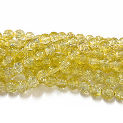1 Long String about 32 inches long, approx. 100~103 Beads in string, Fine quality of 8mm Size dual Color Crackle Glass beads for jewelry making. Yellow color