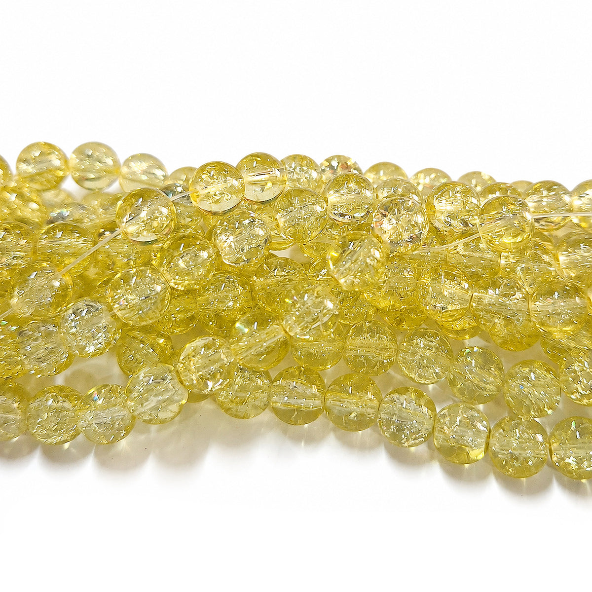 1 Long String about 32 inches long, approx. 100~103 Beads in string, Fine quality of 8mm Size dual Color Crackle Glass beads for jewelry making. Yellow color