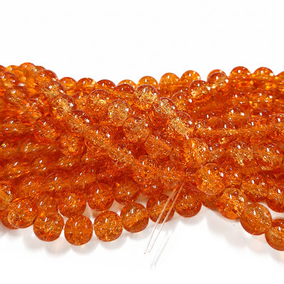 1 Long String about 32 inches long, approx. 100~103 Beads in string, Fine quality of 8mm Size dual Color Crackle Glass beads for jewelry making. Orange color