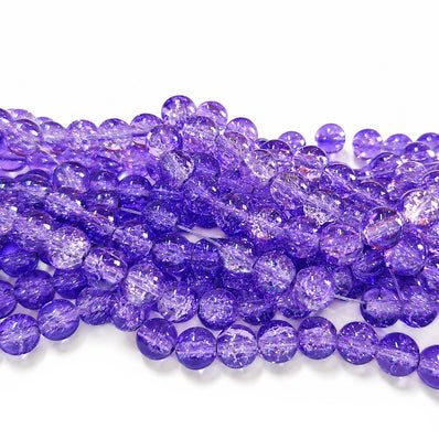 1 Long String about 32 inches long, approx. 100~103 Beads in string, Fine quality of 8mm Size dual Color Crackle Glass beads for jewelry making. Dark Lavender color