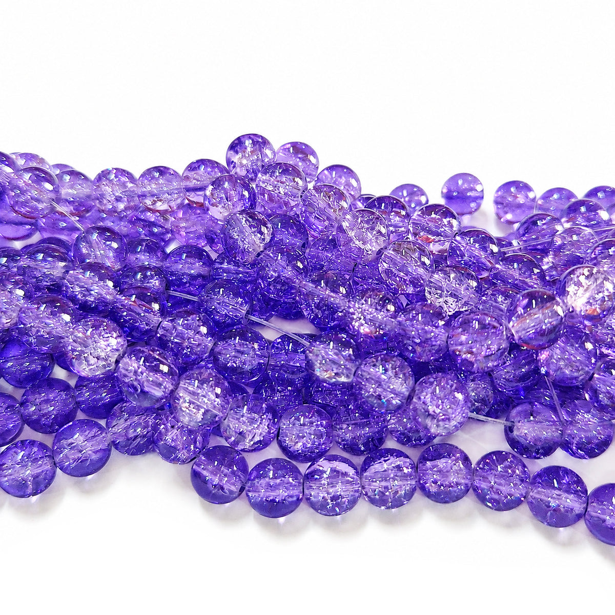 1 Long String about 32 inches long, approx. 100~103 Beads in string, Fine quality of 8mm Size dual Color Crackle Glass beads for jewelry making. Dark Lavender color