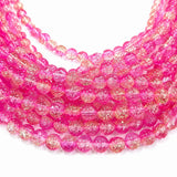 1 Long String about 32 inches long, approx. 100~103 Beads in string, Fine quality of 8mm Size dual Color Crackle Glass beads for jewelry making.Pink Tone