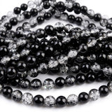 1 Long String about 32 inches long, approx. 100~103 Beads in string, Fine quality of 8mm Size dual Color Crackle Glass beads for jewelry making. Black and white Tone