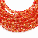1 Long String about 32 inches long, approx. 100~103 Beads in string, Fine quality of 8mm Size dual Color Crackle Glass beads for jewelry making. Orange and Yellow color