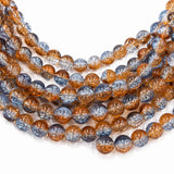 1 Long String about 32 inches long, approx. 100~103 Beads in string, Fine quality of 8mm Size dual Color Crackle Glass beads for jewelry making. Brown and Blue color