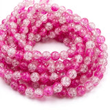 1 Long String about 32 inches long, approx. 100~103 Beads in string, Fine quality of 8mm Size dual Color Crackle Glass beads for jewelry making. Baby pink and white color