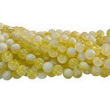 1 Long String about 32 inches long, approx. 100~103 Beads in string, Fine quality of 8mm Size dual Color Crackle Glass beads for jewelry making. Lilght Yellow and White