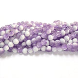 1 Long String about 32 inches long, approx. 140 Beads in string, Fine quality of 6mm Size dual Color Crackle Glass beads for jewelry making. Lavender and White Color