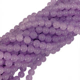 8mm Jelly Glass Beads Dyed Lavender Color – Approx. 100-102 Pcs Per String for Jewelry Making & DIY Crafts