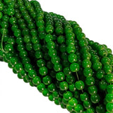 6mm Jelly Glass Beads Dyed Emerald Green Color – Approx. 135-140 Pcs Per String for Jewelry Making & DIY Crafts