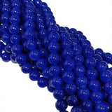 8mm Jelly Glass Beads Dyed Royal Blue Color – Approx. 100-102 Pcs Per String for Jewelry Making & DIY Crafts