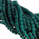 6mm Jelly Glass Beads Dyed Teal Green Color – Approx. 135-140 Pcs Per String for Jewelry Making & DIY Crafts