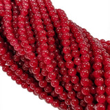 6mm Jelly Glass Beads Dyed Ruby Red Color – Approx. 135-140 Pcs Per String for Jewelry Making & DIY Crafts