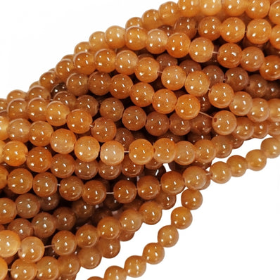 8mm Jelly Glass Beads Dyed Honey Brown Color – Approx. 100-102 Pcs Per String for Jewelry Making & DIY Crafts