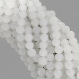8mm Jelly Glass Beads Dyed White Color – Approx. 100-102 Pcs Per String for Jewelry Making & DIY Crafts