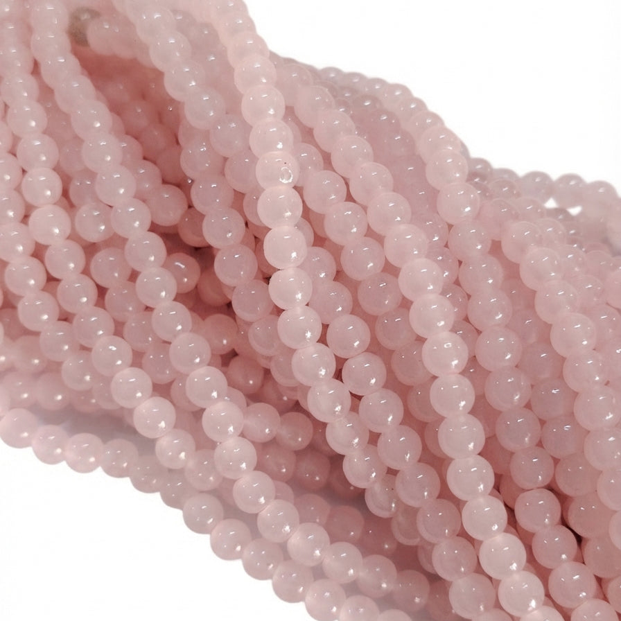 6mm Jelly Glass Beads Dyed Baby Pink Color – Approx. 135-140 Pcs Per String for Jewelry Making & DIY Crafts