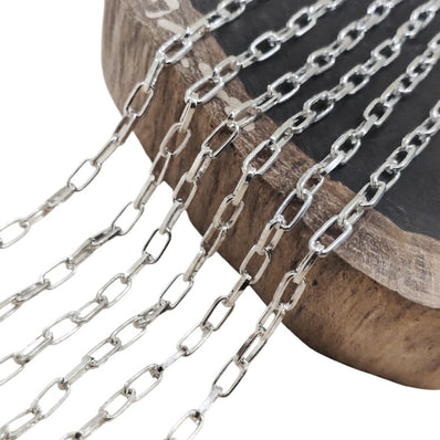 5x9 mm Silver Polished Cut Iron Alloy Chain – Approx. 1 Meter for Jewelry Making