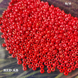 50 GRAM BAG 6/0 SIZE ABOUT 4 MM RED AB LUSTURED CZECHOSLOVAKIA BEAD IMPORTED