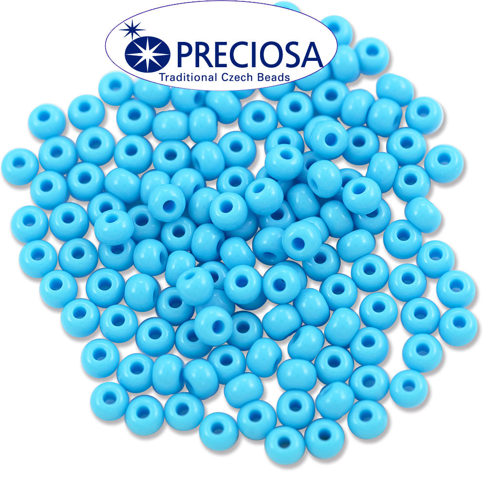 Preciosa Czech Glass Seed Beads 6/0 Size (4mm) Sold Per pack of 20 Grams, Turquoise Opaque Color