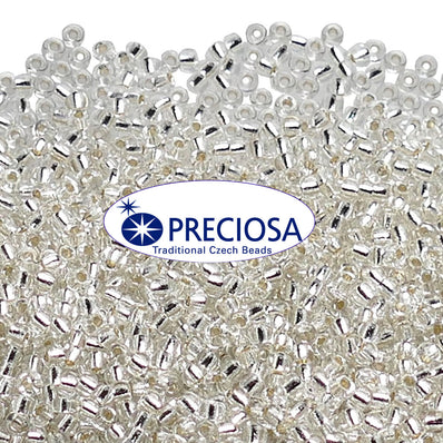 Preciosa Czech Glass Seed Beads 6/0 Size (4mm) Sold Per pack of 20 Grams, White Silver Line color