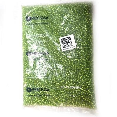 Preciosa Czech Glass Seed Beads 6/0 Size (4mm) Sold Per pack of 20 Grams, Lime Silver line color