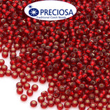 Preciosa Czech Glass Seed Beads 6/0 Size (4mm) Sold Per pack of 20 Grams, Red Silver line color