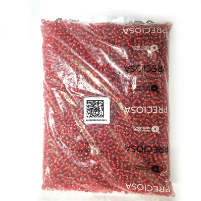 Preciosa Czech Glass Seed Beads 6/0 Size (4mm) Sold Per pack of 20 Grams, Red Silver line color