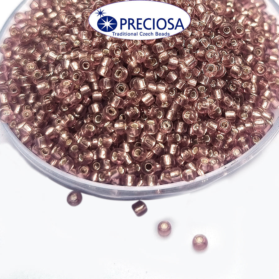 Preciosa Czech Glass Seed Beads 11/0 Size (2mm) Sold Per pack of 20 Grams, Light Purple silver line color