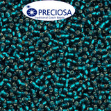Preciosa Czech Glass Seed Beads 11/0 Size (2mm) Sold Per pack of 20 Grams, Teal Silver line Color