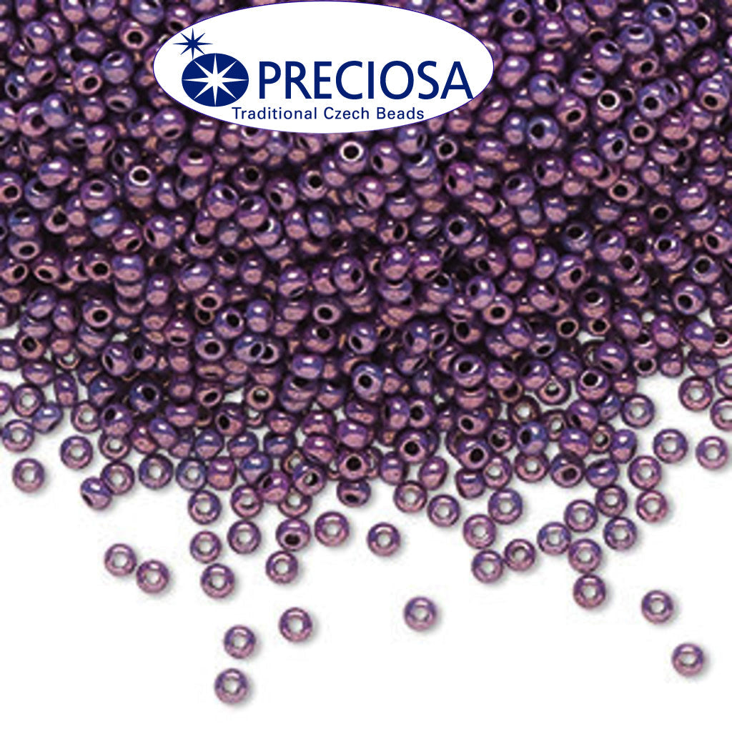 Preciosa Czech Glass Seed Beads 11/0 Size (2mm) Sold Per pack of 20 Grams, Purple Metallic color