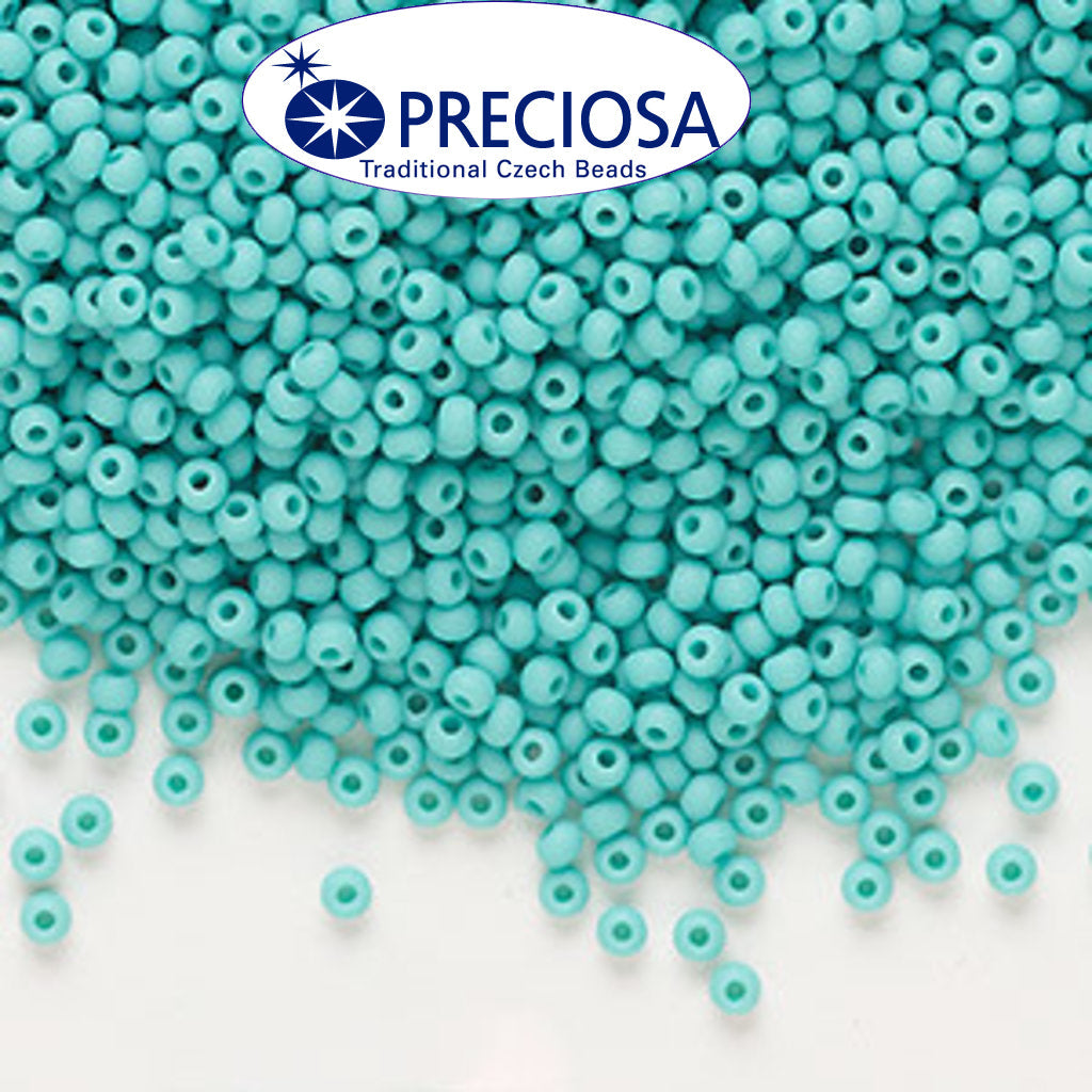 Preciosa Czech Glass Seed Beads 11/0 Size (2mm) Sold Per pack of 20 Grams, Teal Opaque Color