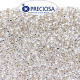 Preciosa Czech Glass Seed Beads 11/0 Size (2mm) Sold Per pack of 20 Grams, White Silver Line color