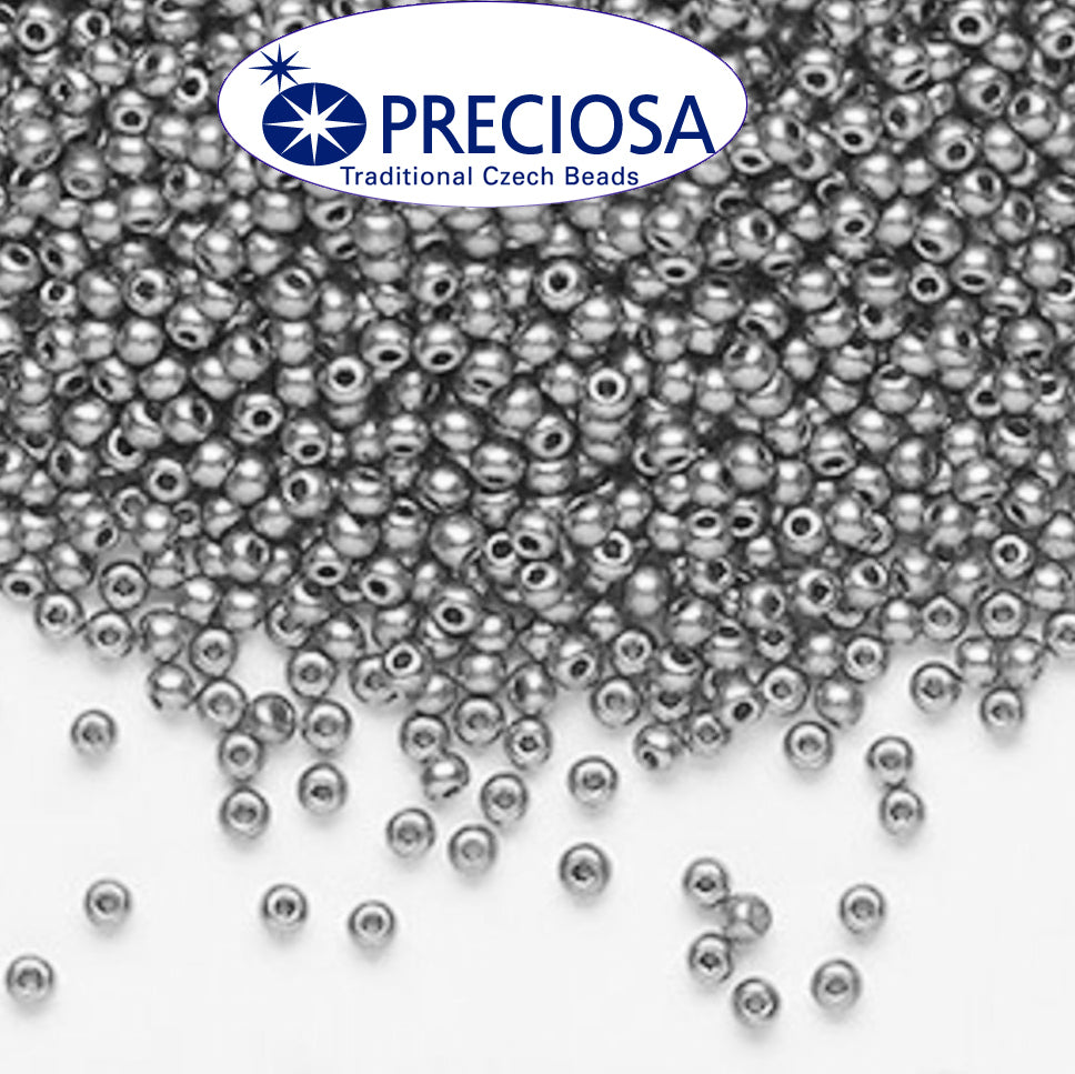 Preciosa Czech Glass Seed Beads 11/0 Size (2mm) Sold Per pack of 20 Grams, mercury Gray Silver color