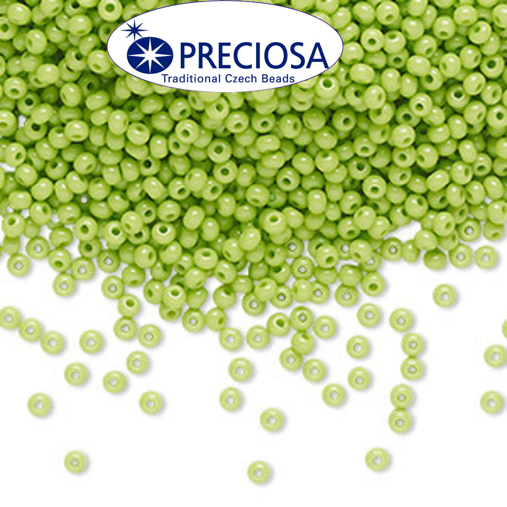 Preciosa Czech Glass Seed Beads 11/0 Size (2mm) Sold Per pack of 20 Grams, Lime Opaque color