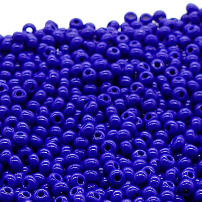 Preciosa Czech Glass Seed Beads 6/0 Size (4mm) Sold Per pack of 20 Grams, lapiz Blue Opaque Color on white background