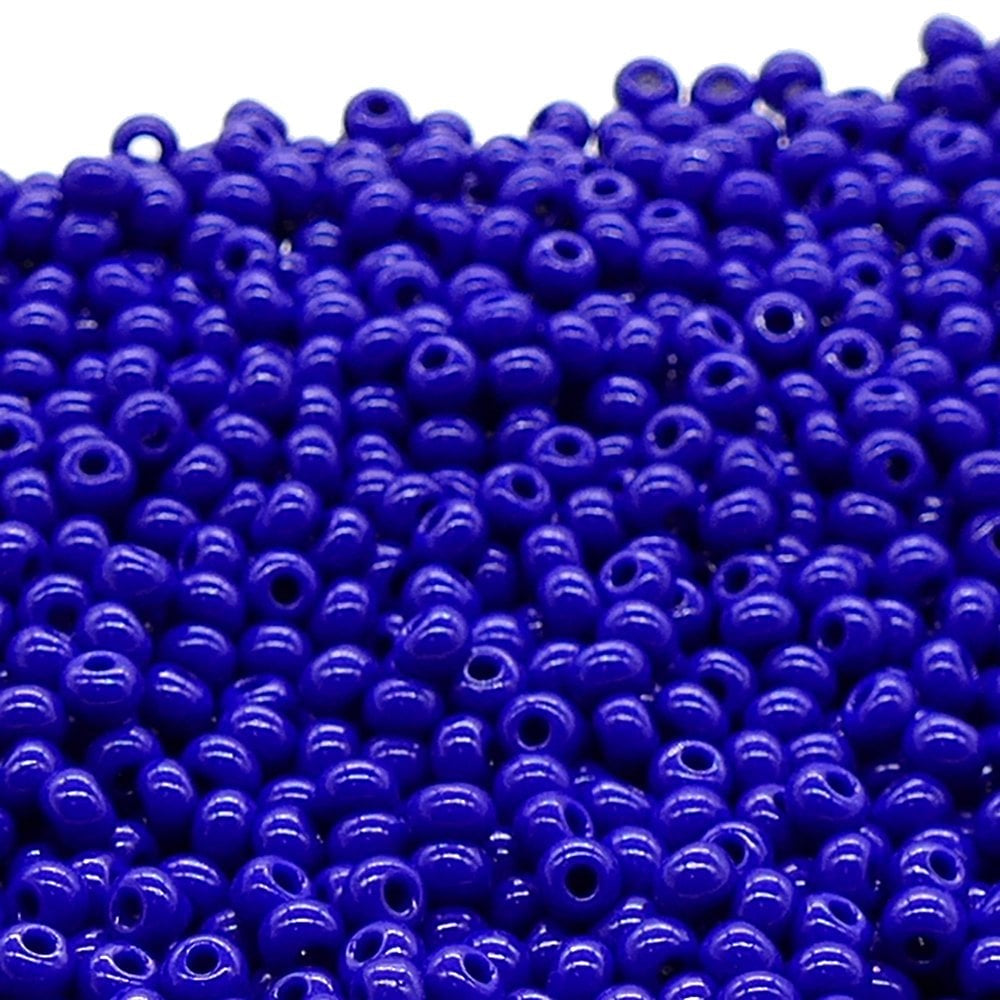 Preciosa Czech Glass Seed Beads 6/0 Size (4mm) Sold Per pack of 20 Grams, lapiz Blue Opaque Color on white background