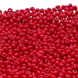 Preciosa Czech Glass Seed Beads 6/0 Size (4mm) Sold Per pack of 20 Grams, Red Opaque Color on white background